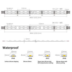 Bande lumineuse LED RGBW 12V DC 5050 SMD Epistar Ws2812B IP65 avec télécommande, intensité réglable, blanc chaud doux 2700K, corps en PC - Product Image 3