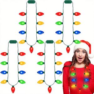 4 stuks oplichtende kerstketting kunststof materiaal 9 LED-lampjes 3 flitsmodi dames nieuwjaarsfeest gunst - Product Image 1