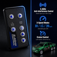 Mini camionnette RC tout-terrain 6 roues à l'échelle 1:64, porte-clés détachable, lumières LED 2,4 GHz, régulateur de vitesse 3 vitesses, contrôle par application, 4 couleurs