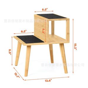 บันไดไม้ไผ่สำหรับสัตว์เลี้ยง ขนาด 6.3x6.3x15.2 นิ้ว พร้อมแผ่นกันลื่น - Product Image 1