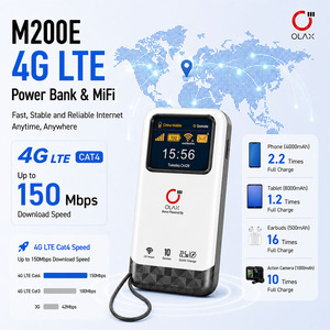 โมเด็มไวไฟพกพา OLAX M200E 4G LET พร้อมซิมการ์ด แบตเตอรี่ 10500mAh ความเร็ว 150Mbps หน้าจอ LCD พอร์ต USB Type-C ออลอินวัน  พร้อมฟังก์ชั่นพาวเวอร์แบงค์  ความเร็ว 150Mbps - Product Image 1