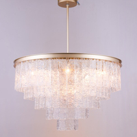 Vente en gros d'usine, éclairage d'intérieur, décoration, maison, lustres en verre ondulé de luxe, luminaires suspendus, installation facile