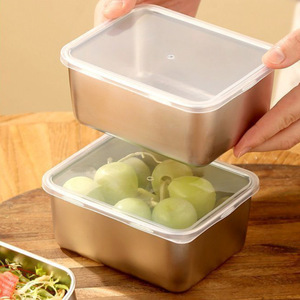 Stainless Steel Food Storage <b>Container</b> Rectangle Airtight Lid Travel Lunch Box Fruit Bento Box Office Use - Product Image 1