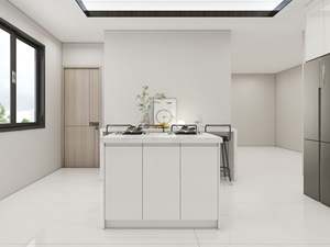 Mueble de Cocina con Puerta Plana Simple, Color Blanco Brillante, Juego de Isla, Tablero de Melamina, para Apartamento - Product Image 4