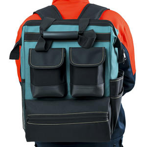 Sj0006 <b>Tool</b> Backpack Adjustable Straps Zipper Closure Durable Multi-pocket For Electricians <b>Carpenters</b> Installers Repairmen - Product Image 2
