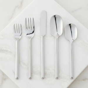 Modern Handle 5-Piece Silverware Set 18/0 <b>Heavy</b>-<b>Duty</b> Stainless Steel Flatware Mirror Polished Utensils Dishwasher <b>Safe</b> Set - Product Image 1