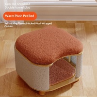 Lit pour chaton en bois massif de luxe personnalisé, respirant et chaud, pour toutes les saisons, niche intérieure en bois, lit pour animaux de compagnie de style mid-century.
