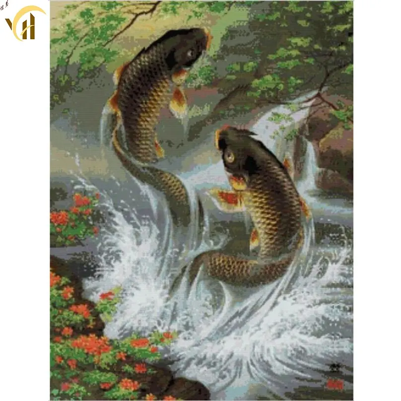 Atlama balıklar elmas boyama tam matkap 5d elmas sanat kiti yuvarlak nokta nakış boyama