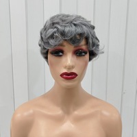 Perruque Courte Bouclée Noire Pixie Cut en Cheveux Humains Remy Faite à la Machine pour Fournisseur en Gros et Livraison Directe
