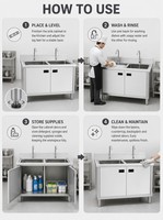 Évier commercial en acier inoxydable pour usage domestique, avec meuble sous-évier, double bac, taille personnalisable, revêtement autonettoyant