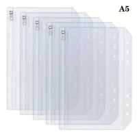 A5 A6 A7 Classeur Poches avec fermeture éclair Loose Leaf Cash Enveloppe Transparent Card Protector Side Loading Waterproof zipper bag