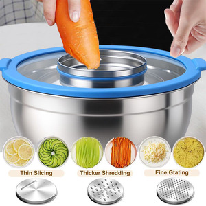 <span class=keywords><strong>Bol</strong></span> à salade en acier inoxydable avec couvercle en <span class=keywords><strong>verre</strong></span>, <span class=keywords><strong>hachoir</strong></span>, râpe, ensemble de bols mélangeurs pour cuisine, restaurant, traiteur, alimentation et service - Product Image 2