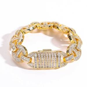 Hip Hop 16mm <b>Copper</b> Inlaid Zircon Pig Nose Cuban Chain Custom Jewelry Men's Trend <b>Bracelet</b> Tanjing - Product Image 5