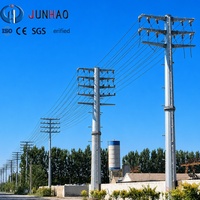 Poteau électrique tubulaire en acier galvanisé pour ligne de transmission, poteau utilitaire polygonal pour projet de réseau aérien haute tension