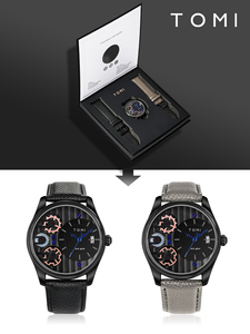 SYN TOMI T106 Nouvelle montre transfrontalière pour homme, montre à quartz, bracelet en cuir, étanche, montre pour homme d'affaires - Product Image 2