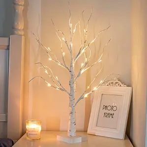 Yeni moda su geçirmez doğal görünüm ve yapı sağlam ön aydınlatmalı beyaz LED yapay Twig beyaz huş ağacı
