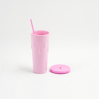 Gobelet de voyage réutilisable en acrylique mince de 600 ml (20 oz) à double paroi, sans BPA, anti-fuite, compatible porte-gobelet de voiture, vente en gros