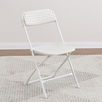 Siège commercial empilable portable intérieur extérieur avec cadre en acier chaise pliante en plastique blanc pour événements, bureau, mariage