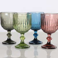 Verres à vin en gros en stock, couleur bleu-vert unie, avec pied perlé, pour mariage et fête, gravés