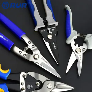 RUR Tools Ammonia Treatment Alloy Steel Straight Cut Metal Sheet Shears Tinn Snip Cutter with Handle Tinman Snips