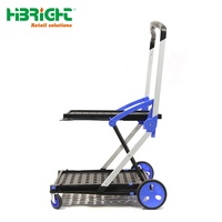 Carrito de Compras Plegable de Plástico de Cuatro Ruedas para Supermercado, Estilo Industrial, para Exteriores, de Dos Niveles, con Capacidad de Carga de 150 kg