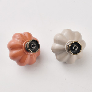 Acrylic Pumpkin Cabinet Knobs 36mm Beige Orange American Retro Style Novelty Shape Durable Furniture Hardware - Product Image 3