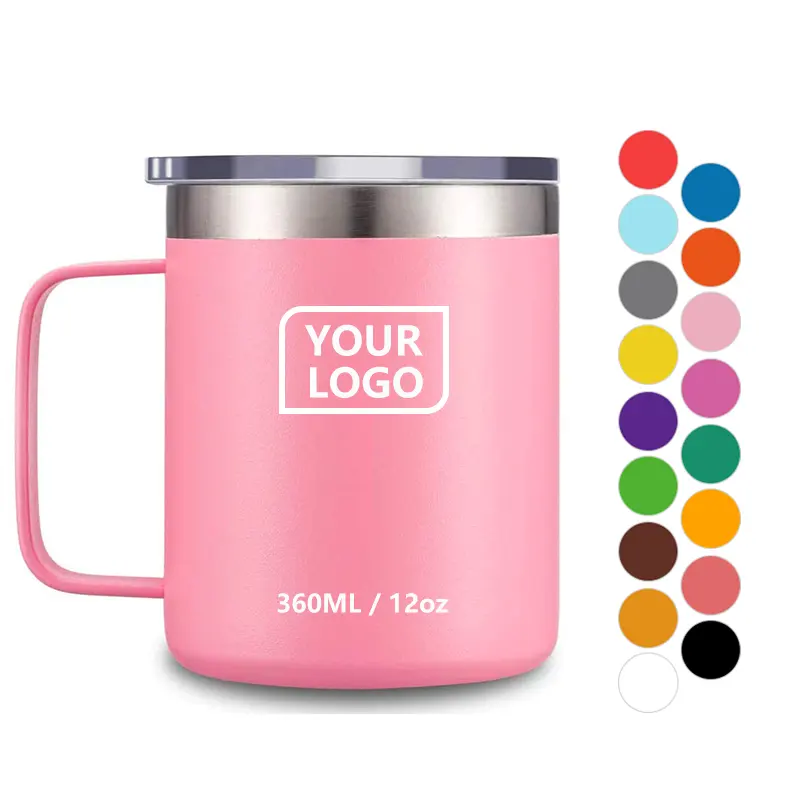 Custom 12oz blank 304 stainless steel coffee mug travel tumbler thermos bottle cup with lid