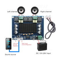 XH-M543 12V 24V 120W*2 Carte d'amplificateur audio numérique double canal TPA3116 D2 JYJDDIY