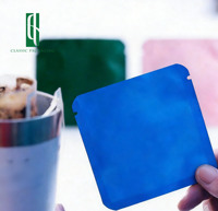 Sachet d'emballage extérieur pour café filtre noir mat imprimé sur mesure, 10g 12g, scellé sur trois côtés, vide, thermoscellable, doublé aluminium