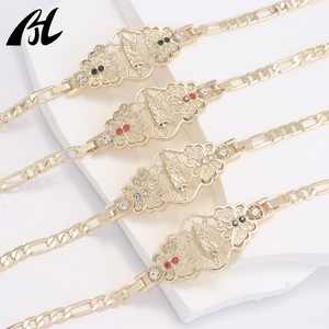 H205 Bracciale Rigido con Madonna in Oro, Placcato 18K con Zirconi, Unisex, Charm Religioso, Regalo per Compleanno e Festa della Mamma - Product Image 4