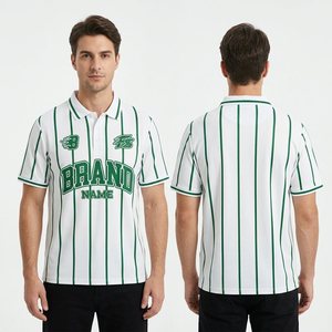 Polo de <span class=keywords><strong>football</strong></span> personnalisé à rayures blanches et vertes, maillot de <span class=keywords><strong>football</strong></span> minimaliste - Product Image 1