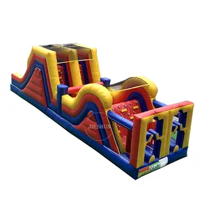 Cheap bouncy castle outdoor red commercial inflatable obstacle course for kids