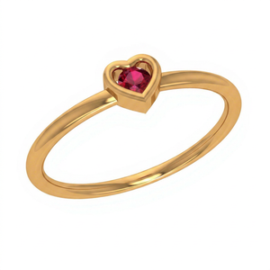 Bague fine plaquée or avec pierre précieuse rouge en forme de cœur, sertie de pierres, bijoux pour femmes, cadeau pour anniversaire, mariage - Product Image 1