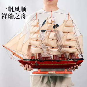 Escultura de Velero de Madera de 80 cm, Estilo Náutico Mediterráneo, Decoración para el Hogar, Playa u Oficina, Modelo Duradero, Regalo de Cumpleaños - Product Image 5