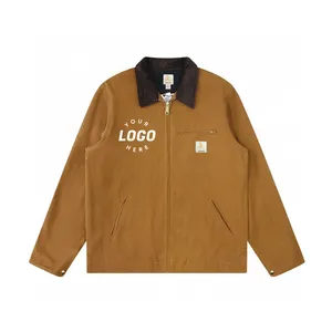 Jaket Kanvas Detroit Gaya Kasual Vintage Musim Semi/Panas AS, Lapisan Jala, Custom Grosir - Product Image 1