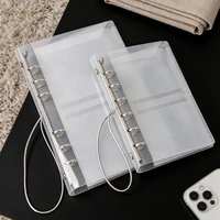 Carpeta Trifold Transparente AxeWoodz A6 con Cierre de Banda, Hojas Sueltas, 6 Anillas, Organizador Personal para Dinero (A6/A7/M5)