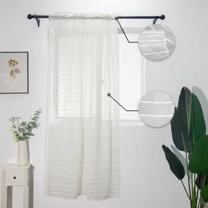 Cortinas transparentes para sala de estar com painel decorativo de cor de flor para janelas e janelas