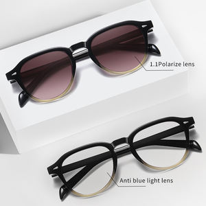 Gafas de sol redondas unisex <span class=keywords><strong>Vogue</strong></span> clásicas con <span class=keywords><strong>lentes</strong></span> TAC polarizadas con tinte degradado Diseño de moda geométrica de moda Marco negro - Product Image 5