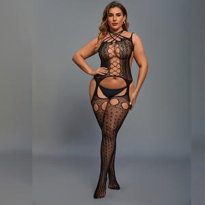 Женское сексуальное нижнее белье больших размеров с кружевным узором в сеточку, слитное боди для взрослых - Product Image 6