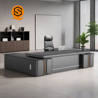 Ensemble de bureau et chaise de direction en forme de L, moderne et luxueux, en MDF, collection de mobilier de bureau haut de gamme