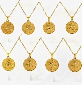 Bijoux de plage plaqués or 18 carats Olivia 12 signes collier <span class=keywords><strong>signe</strong></span> du zodiaque en acier inoxydable bijoux de mode imperméables pour hommes femmes - Product Image 2