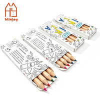 Mini crayons de couleur triangulaires ronds, lot de 4, crayons de couleur en bois naturel, ensemble de crayons de couleur pour enfants, papeterie pour dessin et coloriage, cadeau