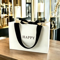Sacs shopping en papier kraft recyclé avec logo personnalisé, papier artistique, avec poignées en ruban pour l'emballage de cadeaux avec votre propre design