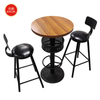 Ensemble table et chaises hautes modernes en bois massif durable pour usage commercial, bar à domicile, café, restaurant et hôtel