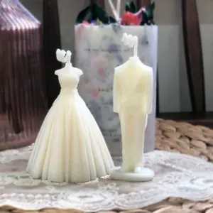 신부 드레스와 신랑 웨딩 드레스 실리콘 금형 촛불 장식 도구