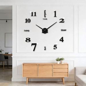 SY87 Decorative Wall Sticker 3D Frameless Digital DIY Wall Clock Factory <b>Gift</b> Wholesale Home Living Room Acrylic Needle Resin - Product Image 1