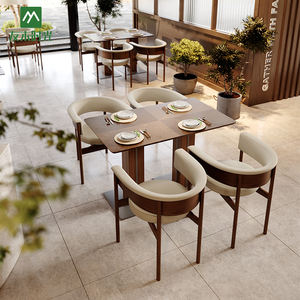 Роскошный современный дизайн, обеденный стул из массива дерева и стол, набор для коммерческого ресторанного отеля или кафе, прочный элемент - Product Image 3