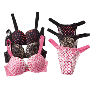 Conjunto de lencería sexy de alta calidad Victoria's Secret para mujer: sujetador con tirantes de diamantes de imitación, tanga y decoración de encaje de talle bajo. - Product Image 1