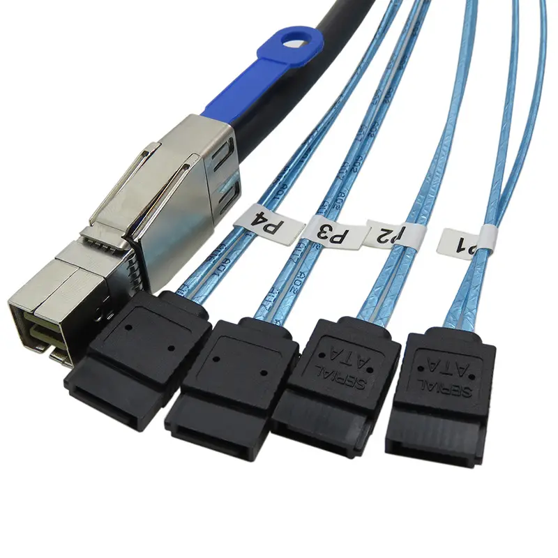 High Density Mini SAS SFF8644 to 4 Sata Cable 7P Sata Splitter 4 Ways 12Gbps Hard Disk Data Servers cable