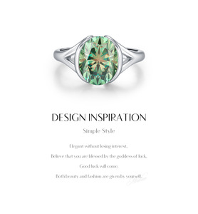 S925 <b>Silver</b> Niche Luxury Green Gemstone <b>Silver</b> <b>Ring</b> Elegant Oval CZ <b>Solitaire</b> Promise Band Statement Band for Women - Product Image 3